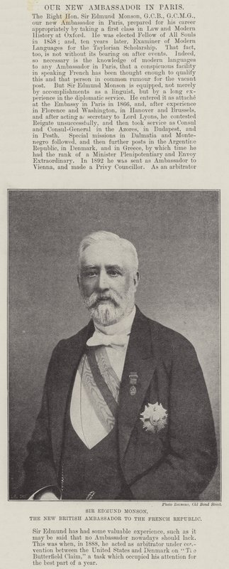 Sir Edmund Monson, nový britský velvyslanec ve Francouzské republice od English Photographer