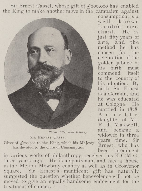 Sir Ernest Cassel, dárce 200 000 liber králi, které Jeho Veličenstvo věnovalo Léku konzumu od English Photographer