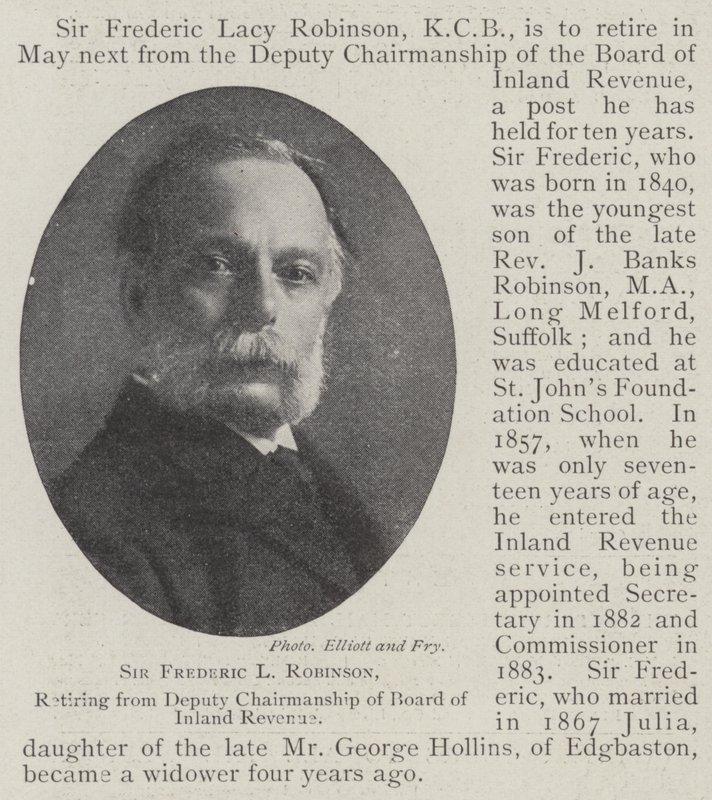 Sir Frederic L Robinson, odcházející z funkce místopředsedy představenstva Inland Revenue od English Photographer