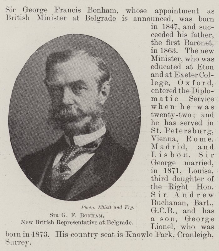 Sir G F Bonham, nový britský zástupce v Bělehradě od English Photographer