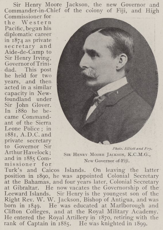 Sir Henry Moore Jackson, KCMG, nový guvernér Fidži od English Photographer