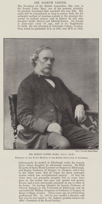Sir Joseph Lister, Baronet, DCL, LLD, prezident letošního setkání Britské asociace v Liverpoolu od English Photographer