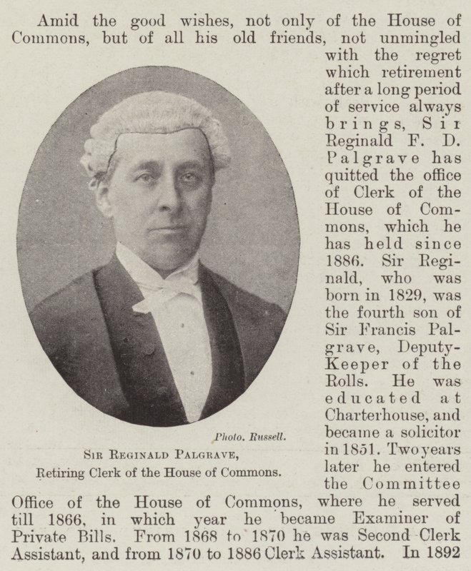 Sir Reginald Palgrave, odcházející úředník Dolní sněmovny od English Photographer