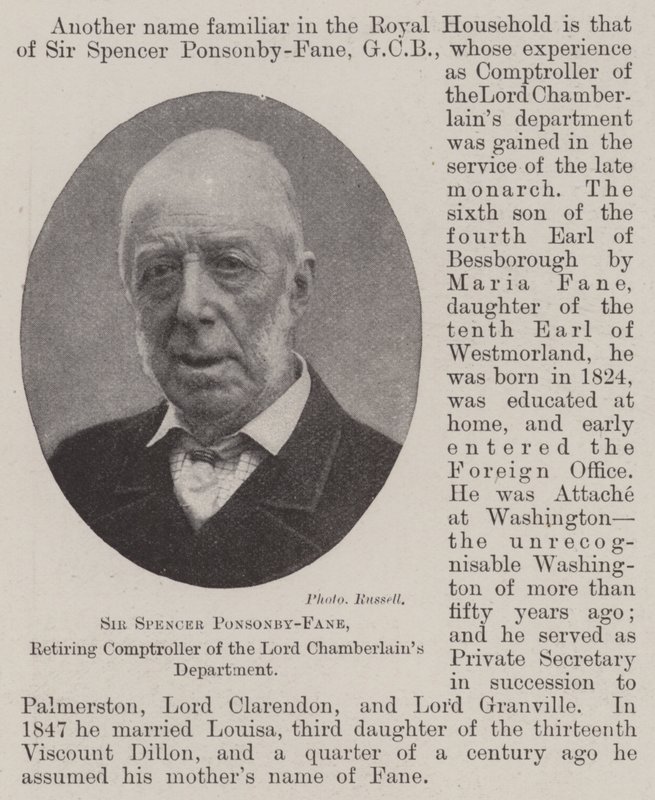 Sir Spencer Ponsonby-Fane, odcházející kontrolor z oddělení Lord Chamberlains od English Photographer