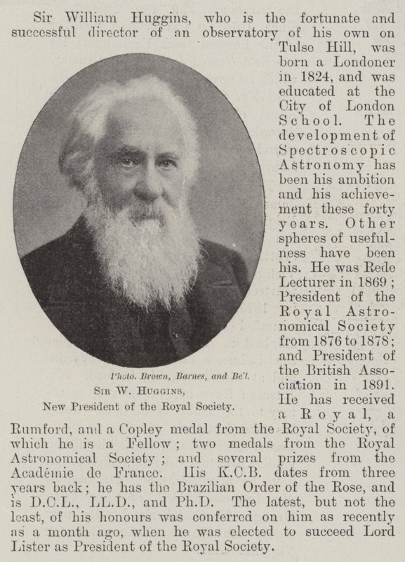 Sir W Huggins, nový prezident Královské společnosti od English Photographer