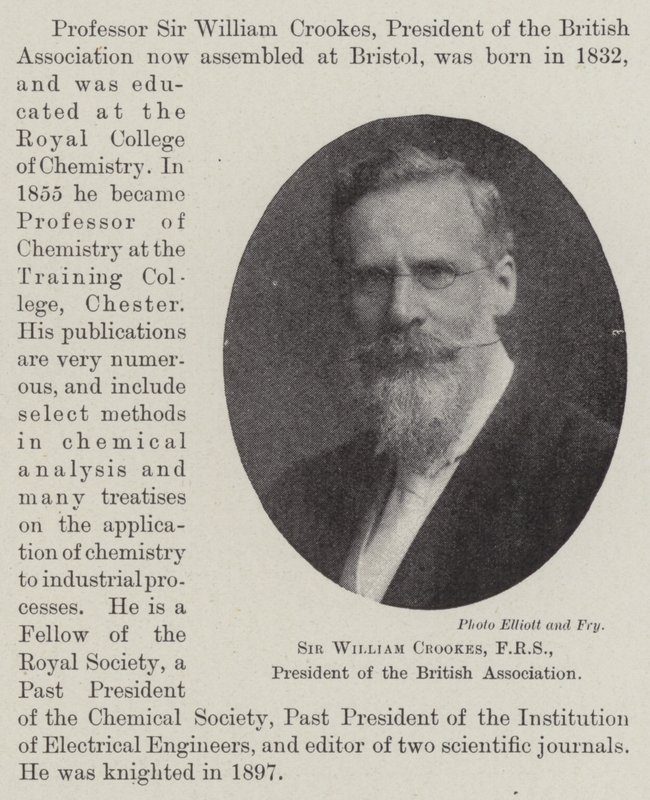 Sir William Crookes, FRS, prezident Britské asociace od English Photographer