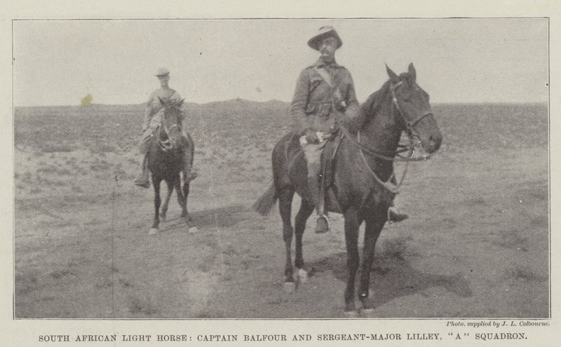 Jihoafrický lehký kůň, kapitán Balfour a seržant-major Lilley, eskadra od English Photographer