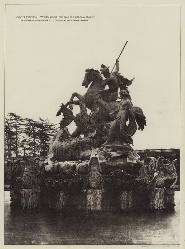 South Fountain Witley Court, sídlo hraběte z Dudley (černobílá fotografie) od English Photographer