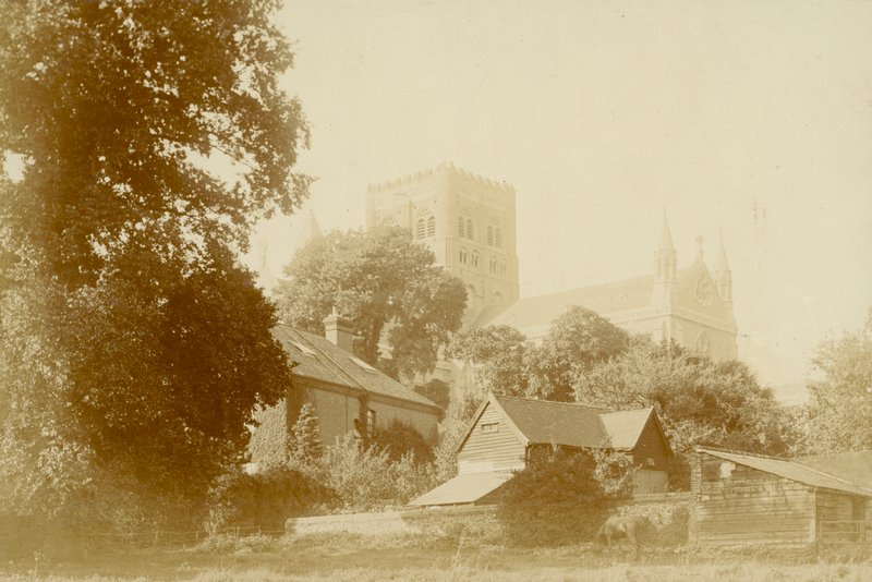 St Albans Abbey (černobílá fotografie) od English Photographer