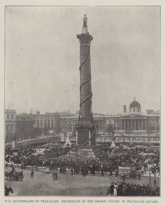 Výročí Trafalgaru, výzdoba Nelsonova sloupu na Trafalgarském náměstí od English Photographer
