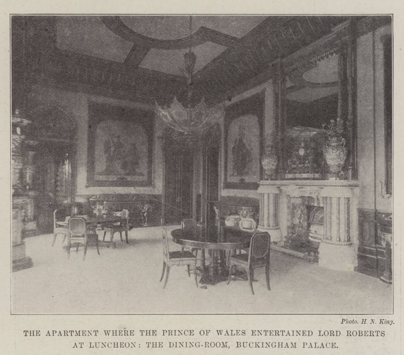 Byt, kde princ z Walesu pohostil lorda Robertse na obědě, jídelna, Buckinghamský palác od English Photographer