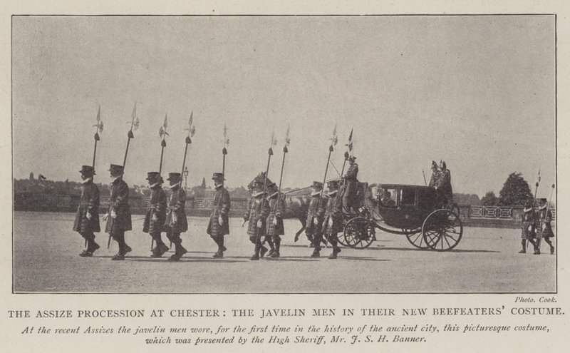 Assize Procession v Chesteru, oštěpaři ve svém novém kostýmu Beefeaters od English Photographer