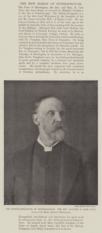 Biskup-Designát z Peterborough, reverend a ctihodný E Carr Glyn, vikář St Mary Abbotts, Kensington od English Photographer
