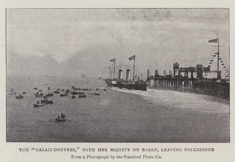 Calais-Douvres, s Jejím Veličenstvem na palubě, opouštějí Folkestone od English Photographer