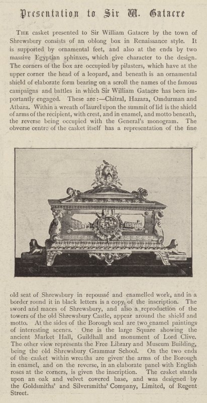 Rakev darovaná siru Williamu Gatacreovi městem Shrewsbury od English Photographer