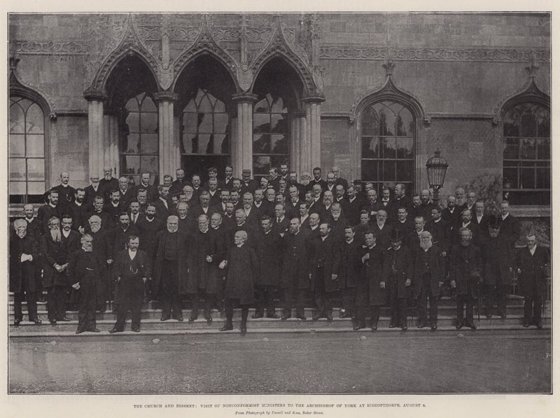 Církev a disent, návštěva nonkonformních ministrů u arcibiskupa z Yorku v Bishopthorpe, 8. srpna od English Photographer