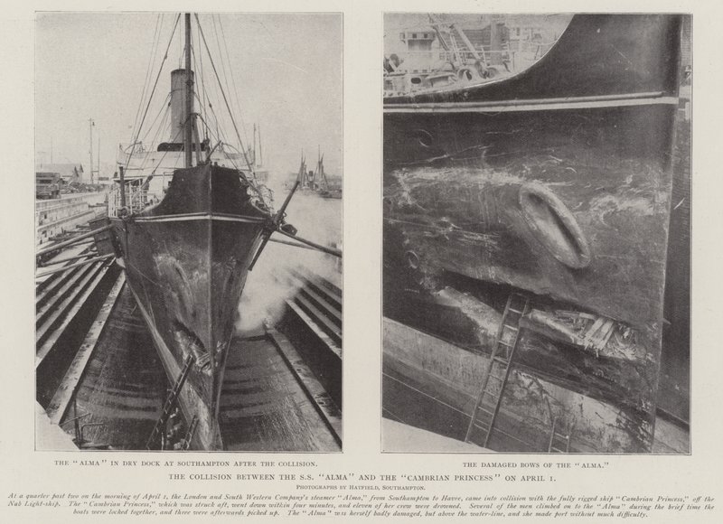 Srážka mezi SS Alma a Cambrian Princess dne 1. dubna od English Photographer