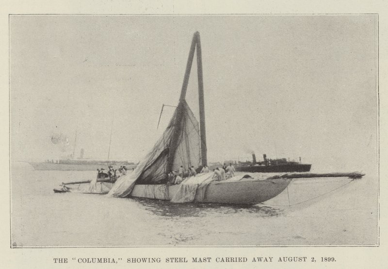 Columbia, ukazující ocelový stožár unesený 2. srpna 1899 od English Photographer