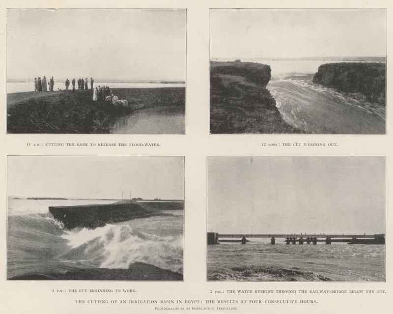 Řezání zavlažovací nádrže v Egyptě, výsledky ve čtyřech po sobě jdoucích hodinách od English Photographer