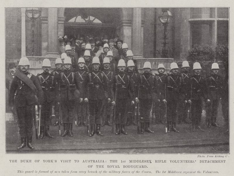 Návštěva vévody z Yorků v Austrálii, 1. oddělení dobrovolníků pro střelbu Middlesex královského osobního strážce od English Photographer