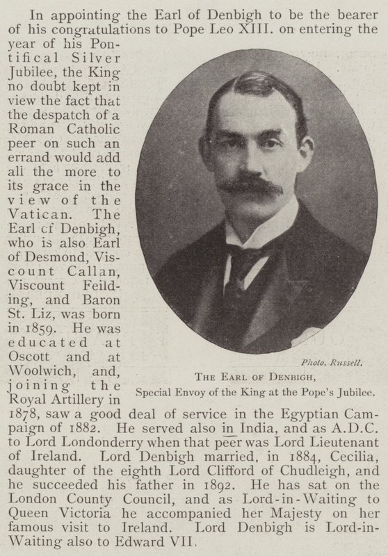 Hrabě z Denbighu, zvláštní vyslanec krále při papežském jubileu od English Photographer