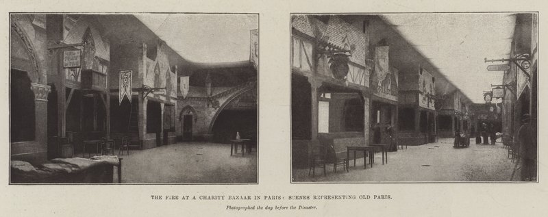 Požár na charitativním bazaru v Paříži, scény představující starou Paříž od English Photographer