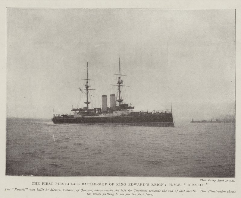 První bitevní loď první třídy krále Edwards Reign, HMS Russell od English Photographer