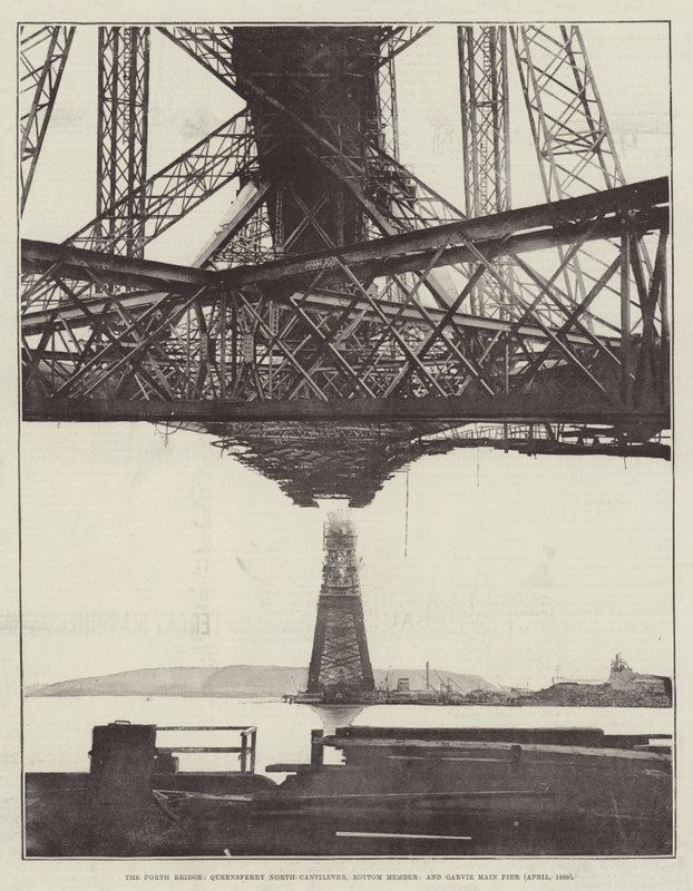 The Forth Bridge, Queensferry North Cantilever, Bottom Member a Garvie Main Pier (duben 1889) od English Photographer