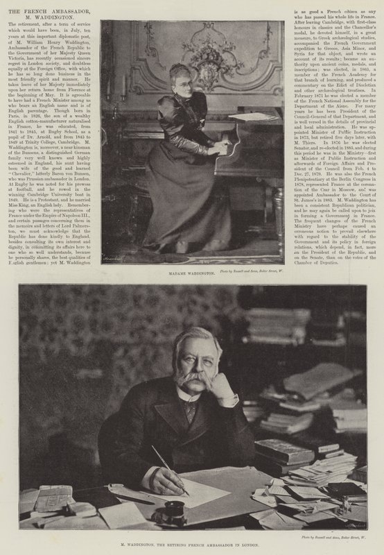 Francouzský velvyslanec, M Waddington od English Photographer