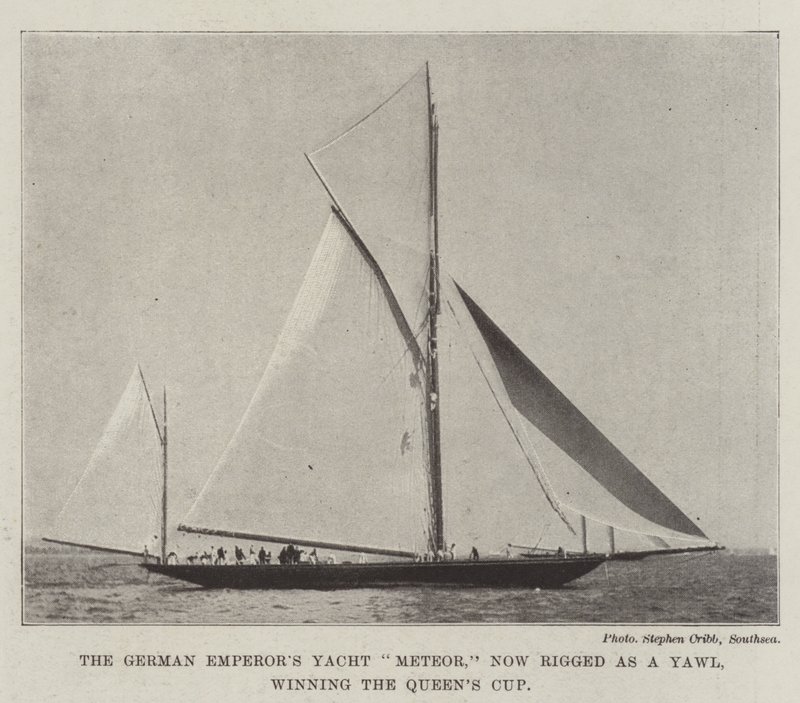 German Emperors Yacht Meteor, nyní zmanipulovaný jako Yawl, vyhrál Queens Cup od English Photographer