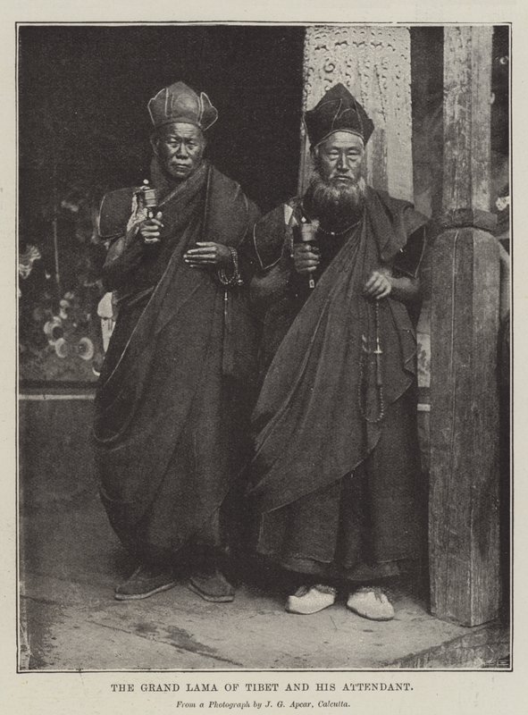 Velký lama Tibetu a jeho pomocník od English Photographer
