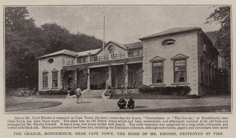 Grange, Rondebosch, poblíž Kapského Města, domov pana Rhodese, zničený ohněm od English Photographer
