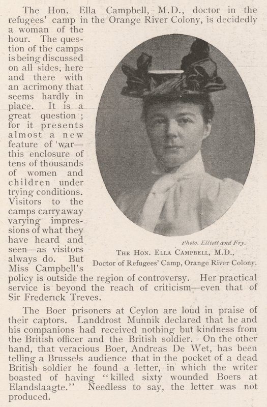 Ctihodná Ella Campbell, MD, doktorka uprchlického tábora, kolonie Orange River od English Photographer