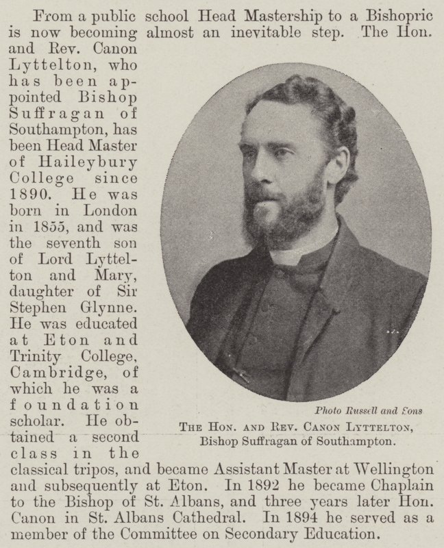 Ctihodný a reverend Canon Lyttelton, biskup Suffragan ze Southamptonu od English Photographer