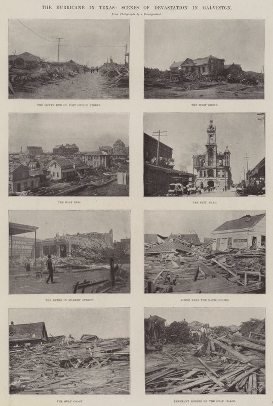 Hurikán v Texasu, Scény devastace v Galvestonu od English Photographer