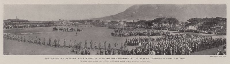 Invaze do Cape Colony, Novoměstská garda Kapského Města shromážděná 12. ledna k inspekci generálem Brabantem od English Photographer