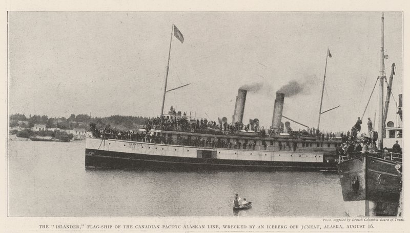 Islander, vlajková loď kanadské tichomořské aljašské linie, ztroskotaná ledovcem u Juneau na Aljašce, 16. srpna od English Photographer