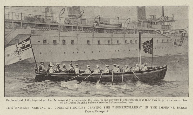 Kaisers Příjezd do Konstantinopole, ponechání Hohenzollernů v Imperial Barge od English Photographer