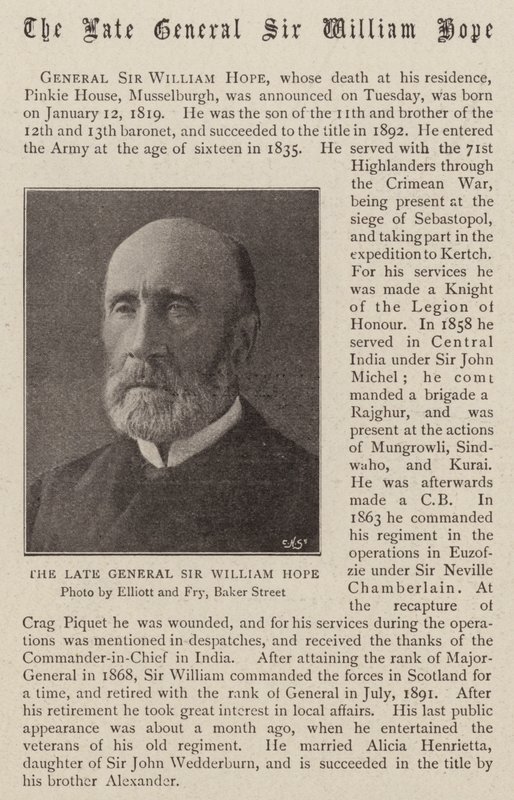 Zesnulý generál Sir William Hope od English Photographer