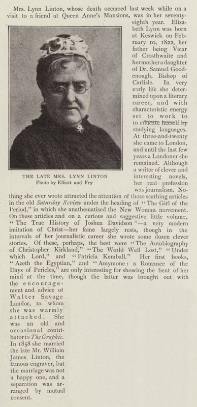 Zesnulá paní Lynn Lintonová od English Photographer