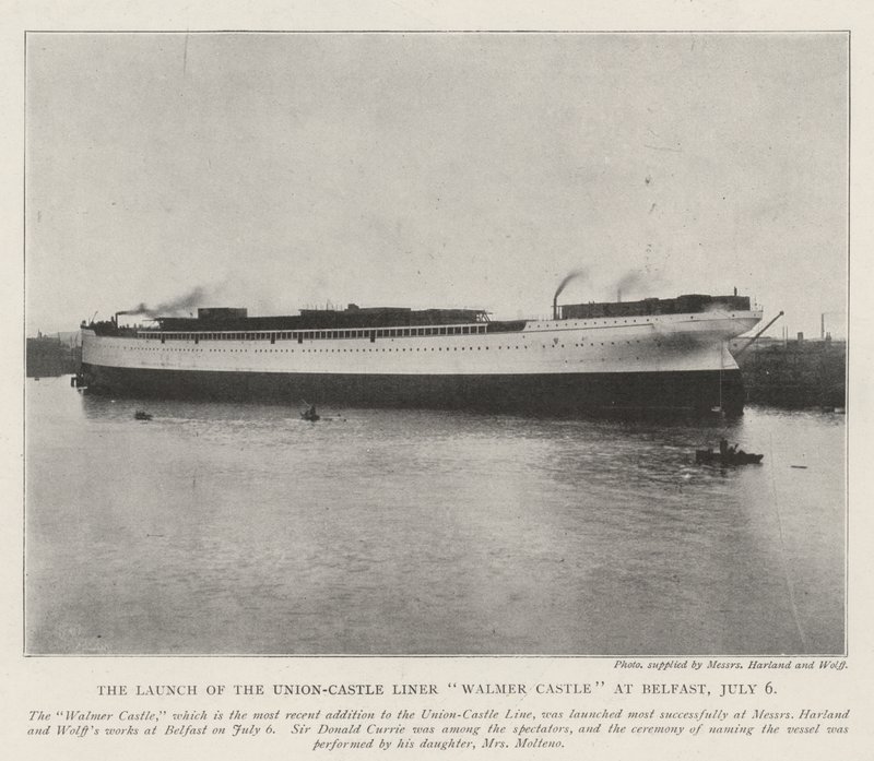Zahájení provozu Union-Castle Liner Zámek Walmer v Belfastu, 6. července od English Photographer