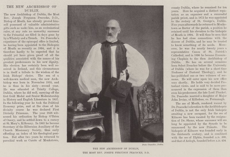 Nový arcibiskup Dublinu, nejctihodnější Joseph Ferguson Peacocke, DD od English Photographer