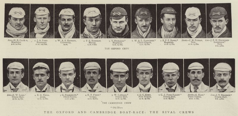 Oxford a Cambridge Boat-Race, Rival Crews od English Photographer