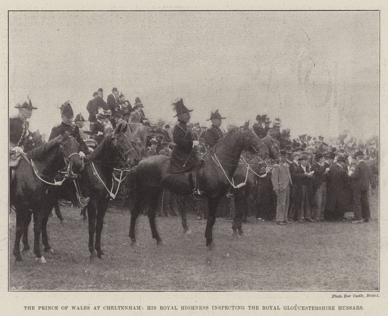 Princ z Walesu v Cheltenhamu, Jeho královská Výsost inspekce královských husarů z Gloucestershire od English Photographer