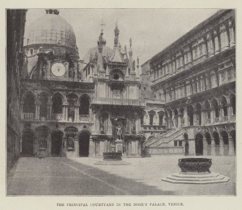 Hlavní nádvoří v Dóžecím paláci, Benátky od English Photographer