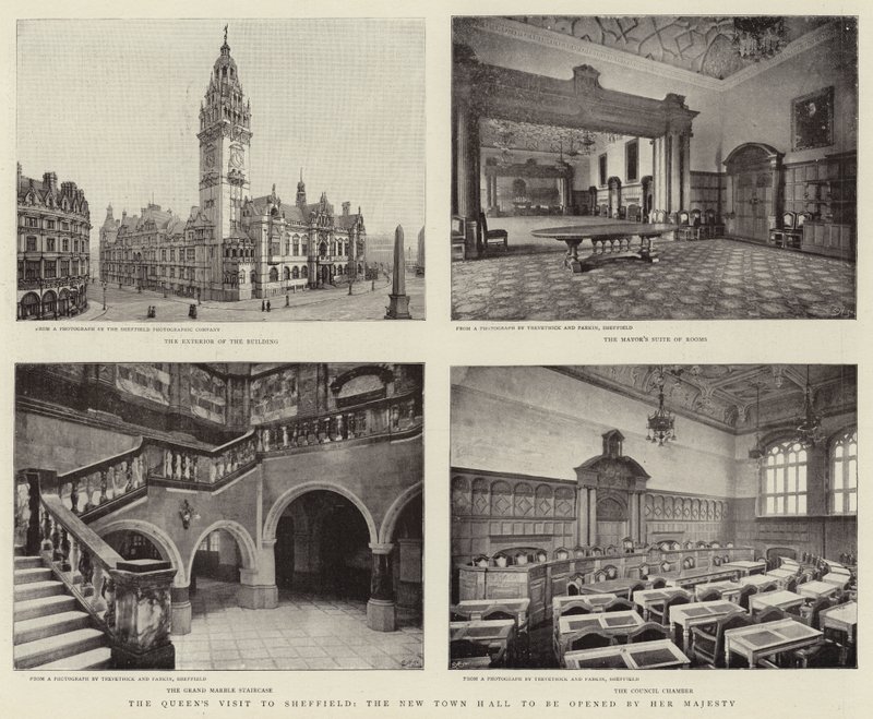 Návštěva Queenů v Sheffieldu, Nové radnici, kterou otevře Její Veličenstvo od English Photographer