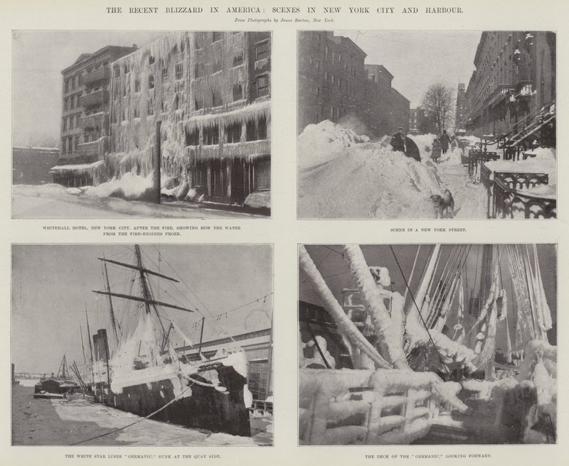 Nedávná vánice v Americe, scény v New Yorku a přístavu od English Photographer
