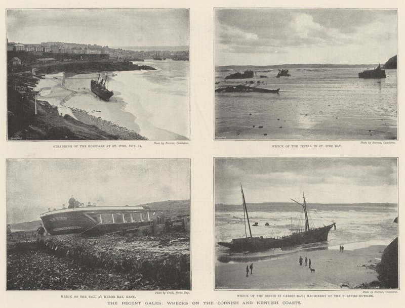 Nedávné vichřice, vraky na cornwallském a kentském pobřeží od English Photographer