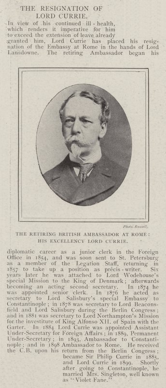 Odcházející britský velvyslanec v Římě, Jeho Excelence Lord Currie od English Photographer