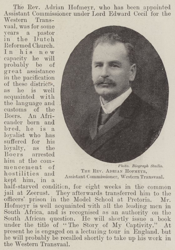 Reverend Adrian Hofmeyr, zástupce komisaře, Western Transvaal od English Photographer